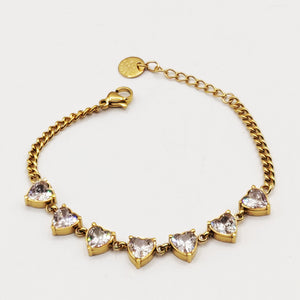 Bracelet Tresse Multi Coeurs Cristaux Luxe