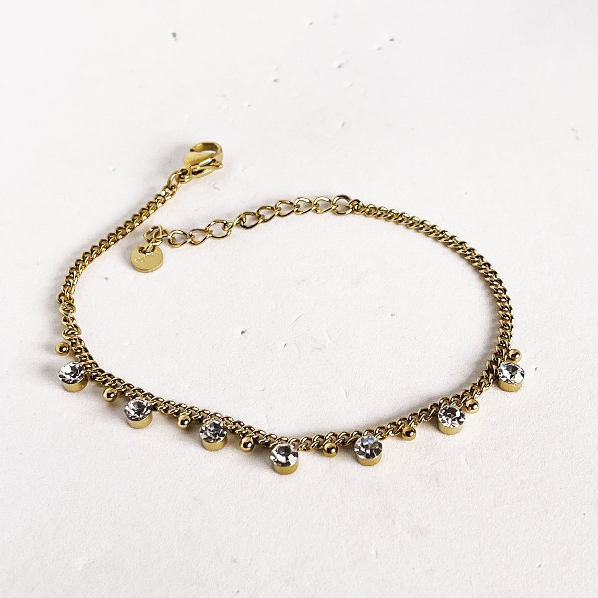 Bracelet Tresse Multi Cristaux et Perles Dorées