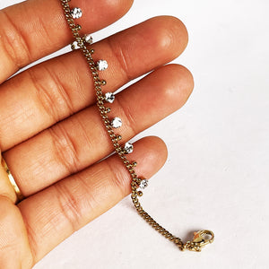 Bracelet Tresse Multi Cristaux et Perles Dorées