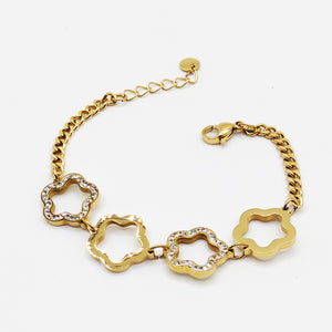 Bracelet Tresse Multi Marguerites Creuses Cristaux