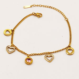 Bracelet Tresse Multi Pendentifs Coeurs
