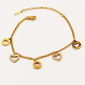 Bracelet Tresse Multi Pendentifs Coeurs