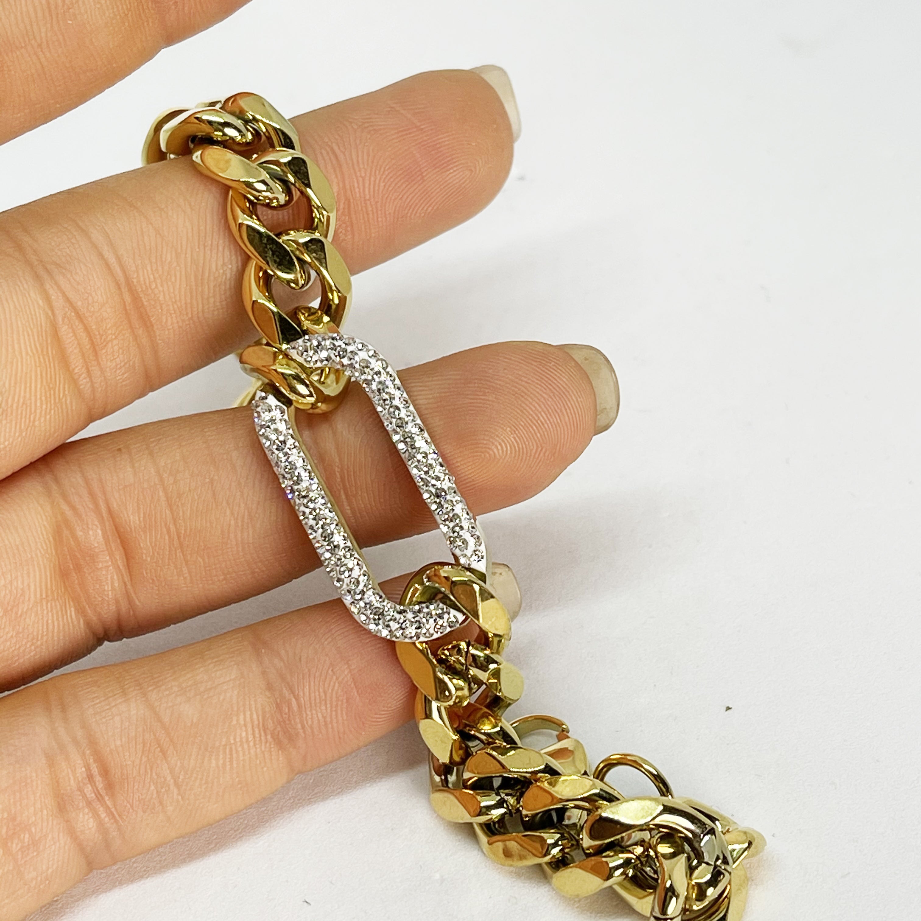 Bracelet Tresse Ovale Cristaux