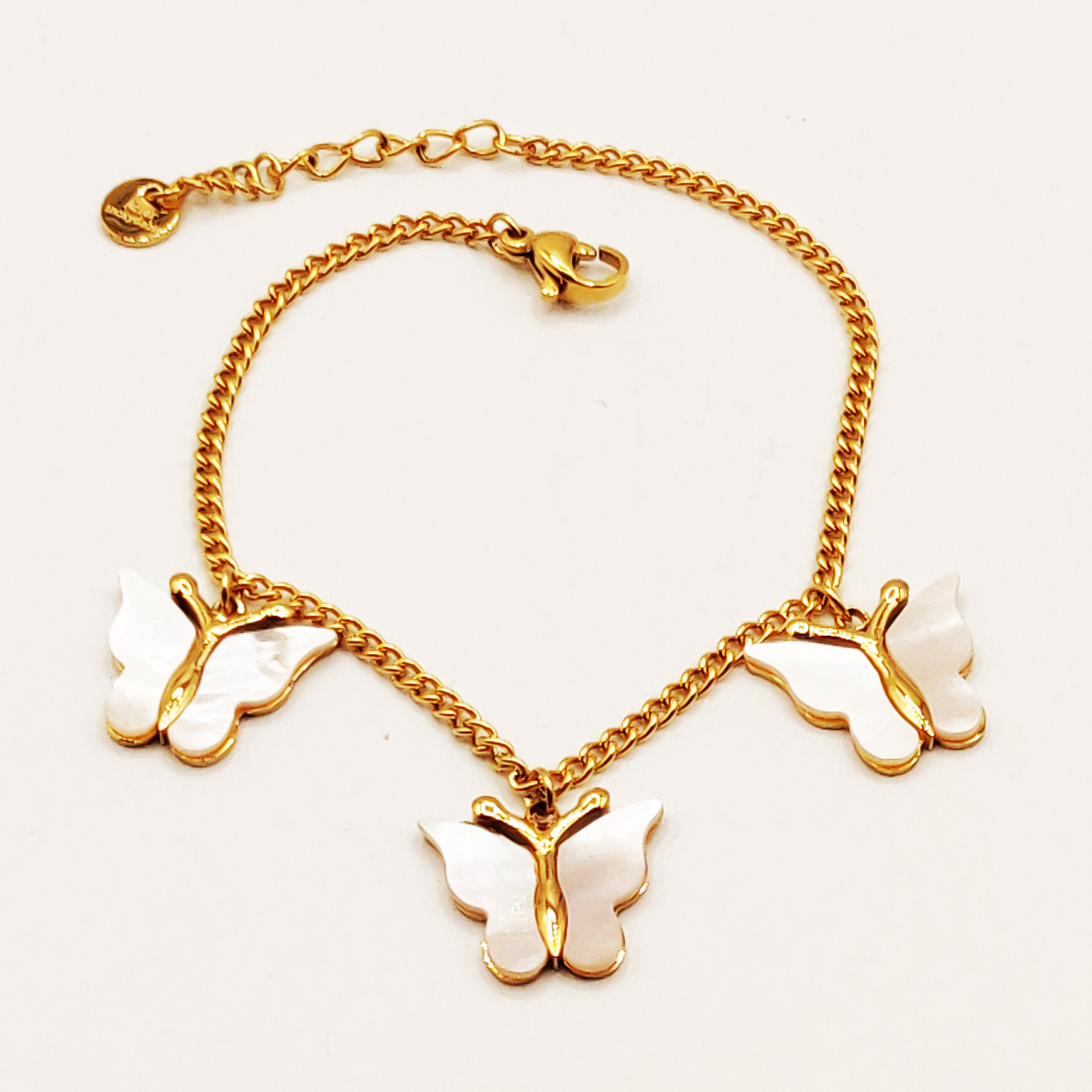 Bracelet Tresse Papillons Blancs Nacrés Luxe