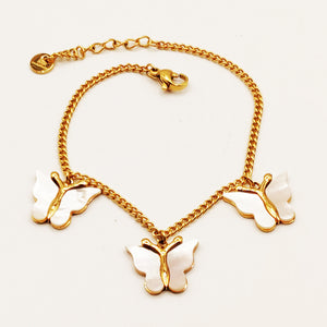 Bracelet Tresse Papillons Blancs Nacrés Luxe