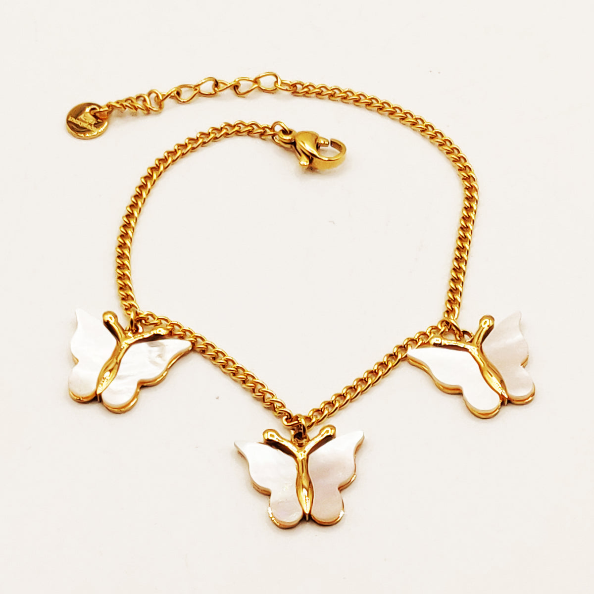 Bracelet Tresse Papillons Blancs Nacrés Luxe
