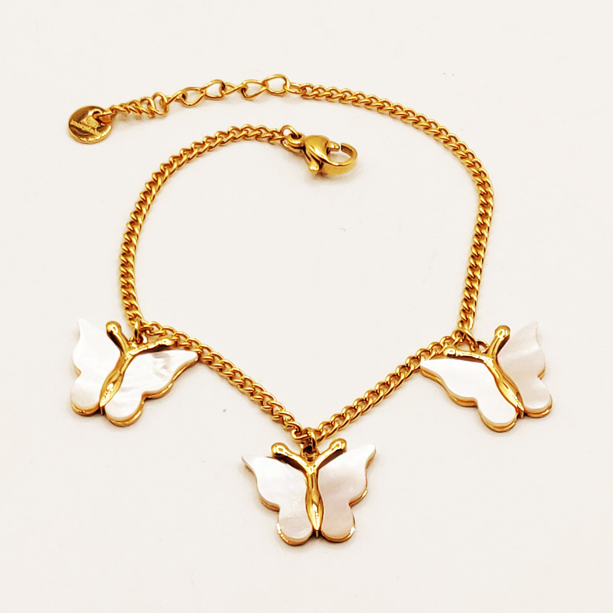 Bracelet Tresse Papillons Blancs Nacrés Luxe