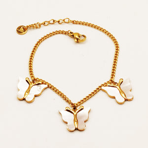 Bracelet Tresse Papillons Blancs Nacrés Luxe