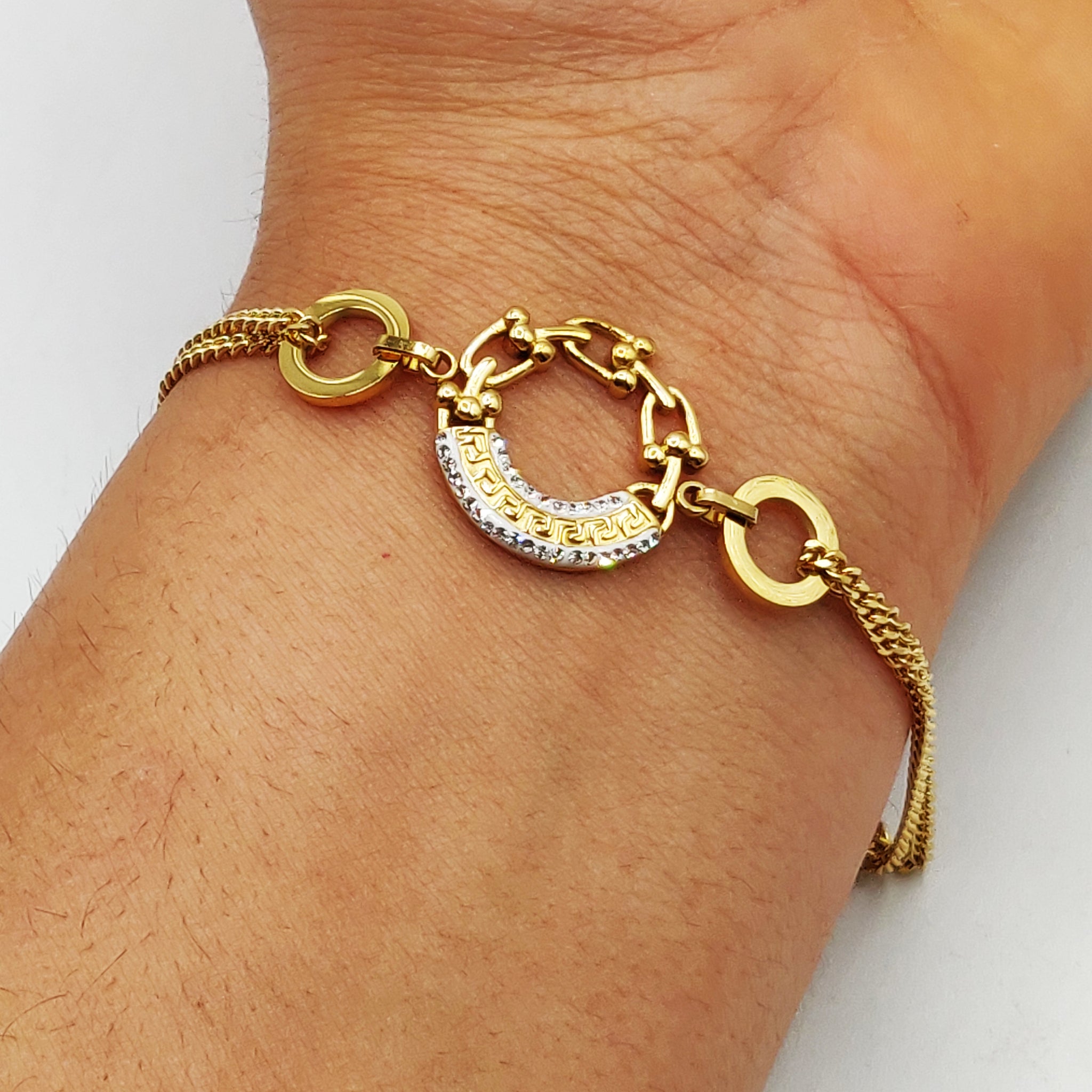 Bracelet Tresse Pendentif Cercle V Luxe