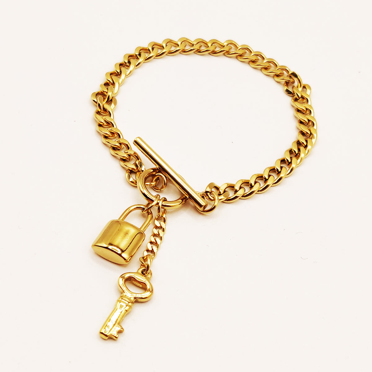 Bracelet Tresse Pendentifs Cadenas et Clé
