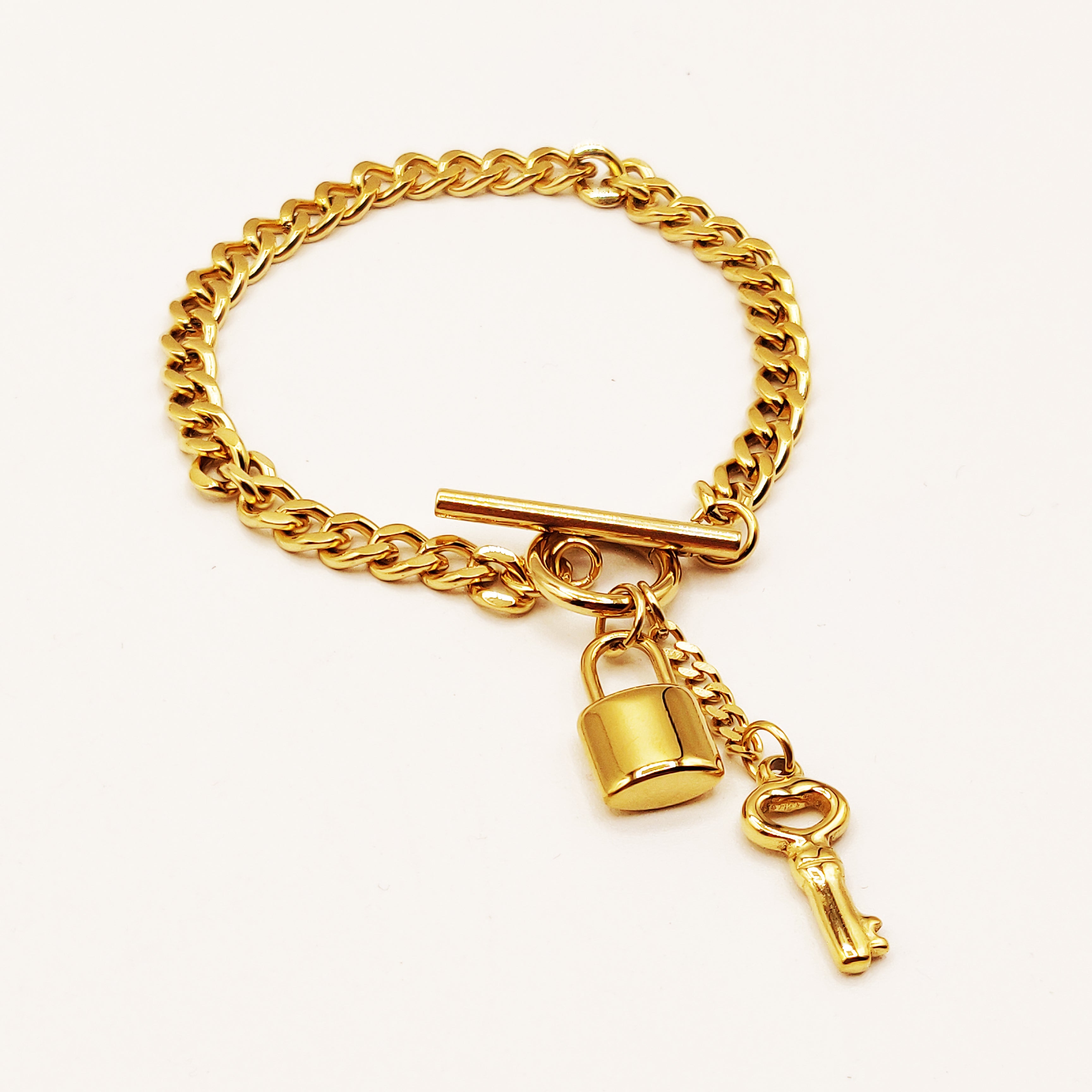 Bracelet Tresse Pendentifs Cadenas et Clé