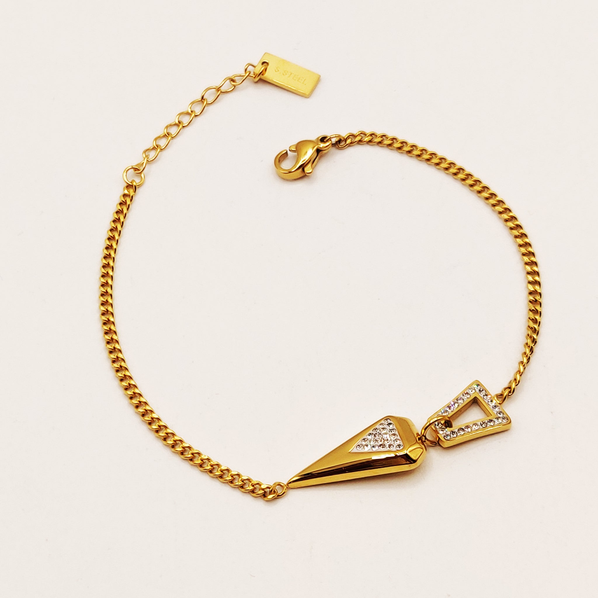 Bracelet Tresse Triangle Cristaux Luxe