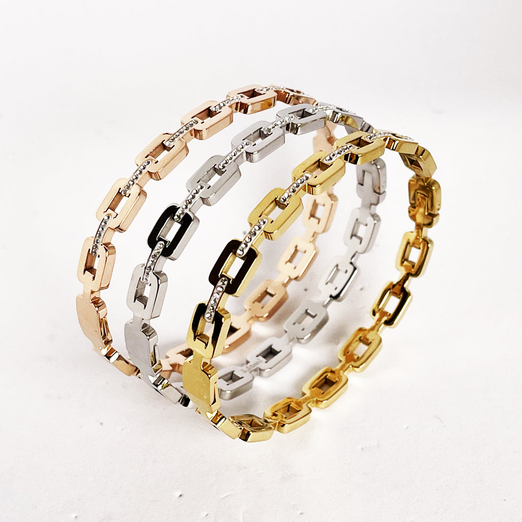 Trio de Bracelets Chaîne Carrée Multicolores