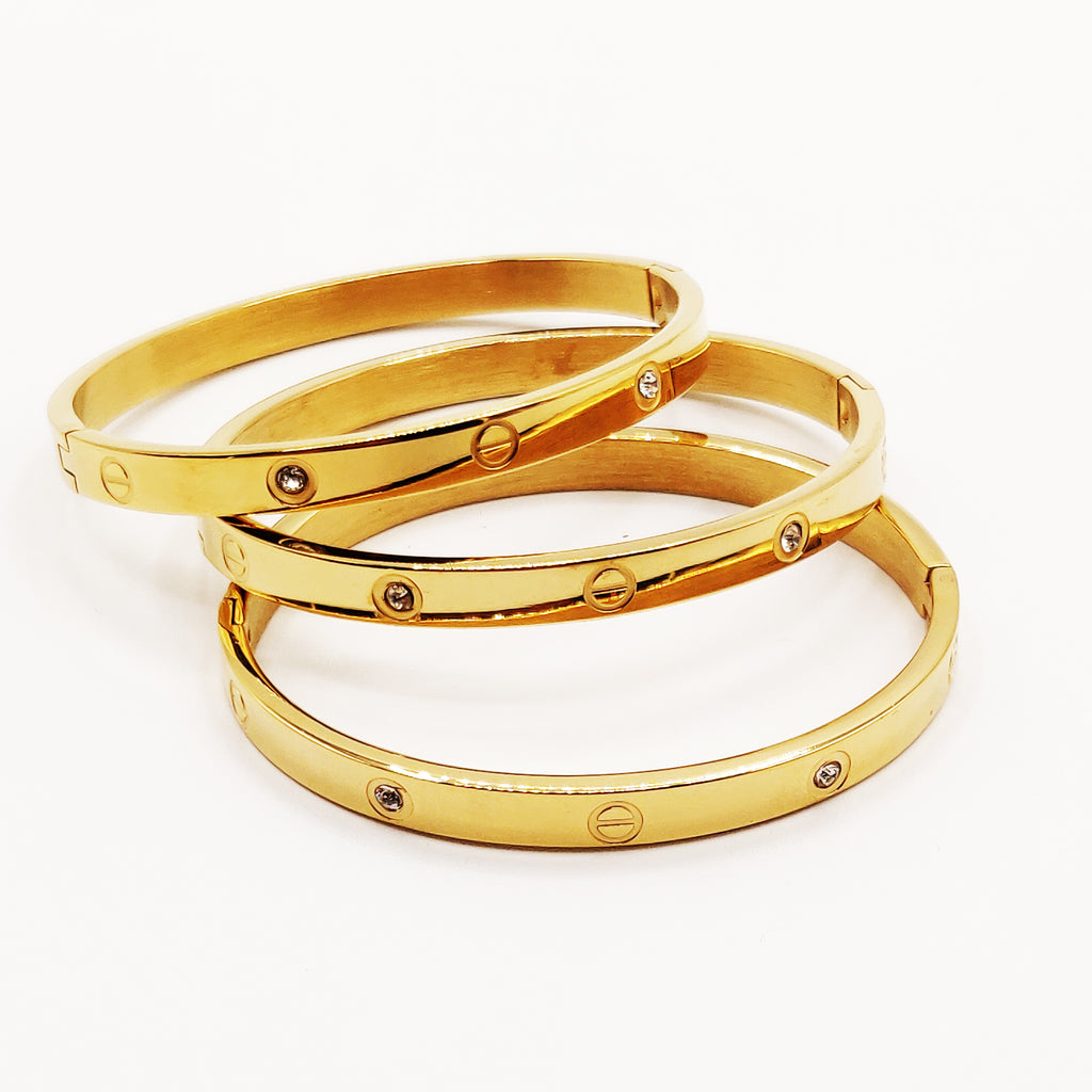 Trio de Bracelets Prestige Vis et Strass Dorés