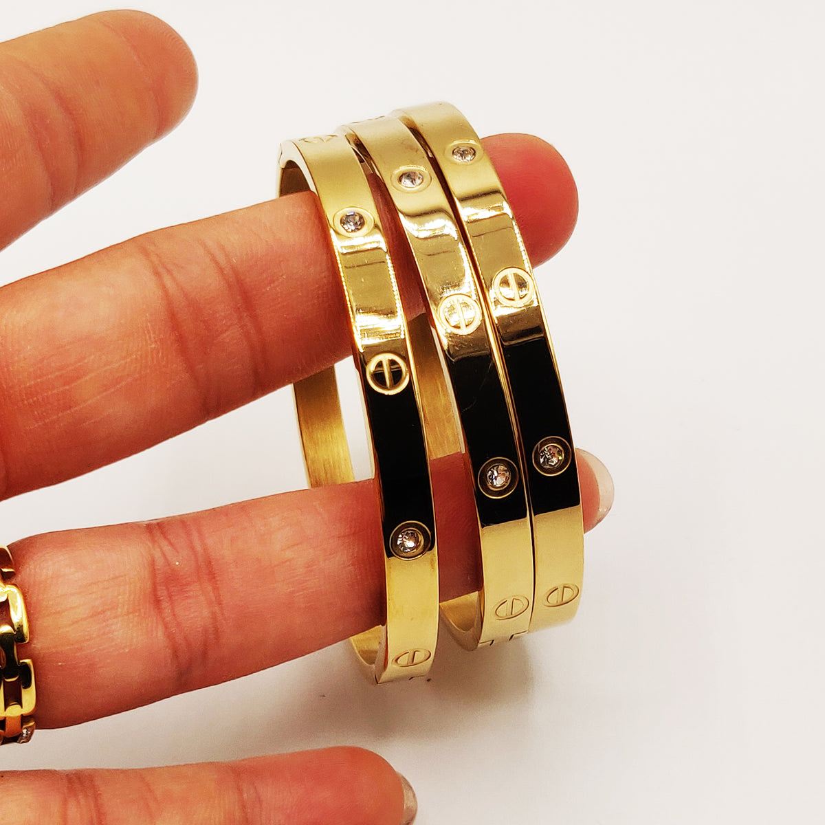 Trio de Bracelets Prestige Vis et Strass Dorés
