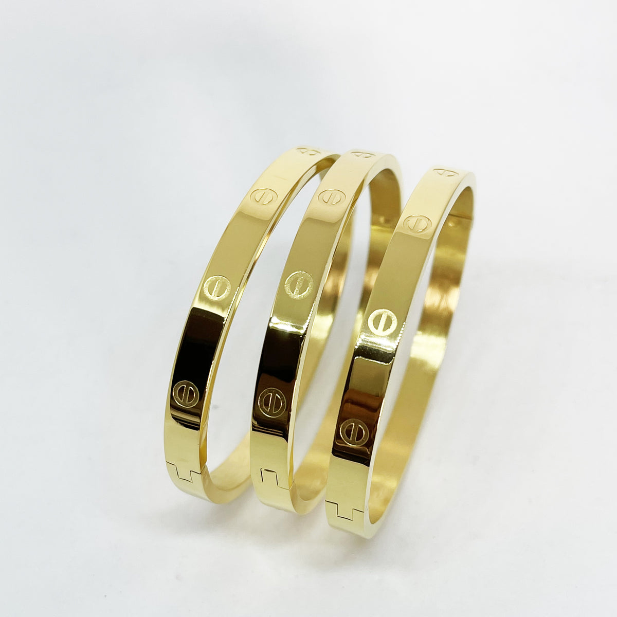 Trio de Bracelets Prestige Épais Vis Dorés
