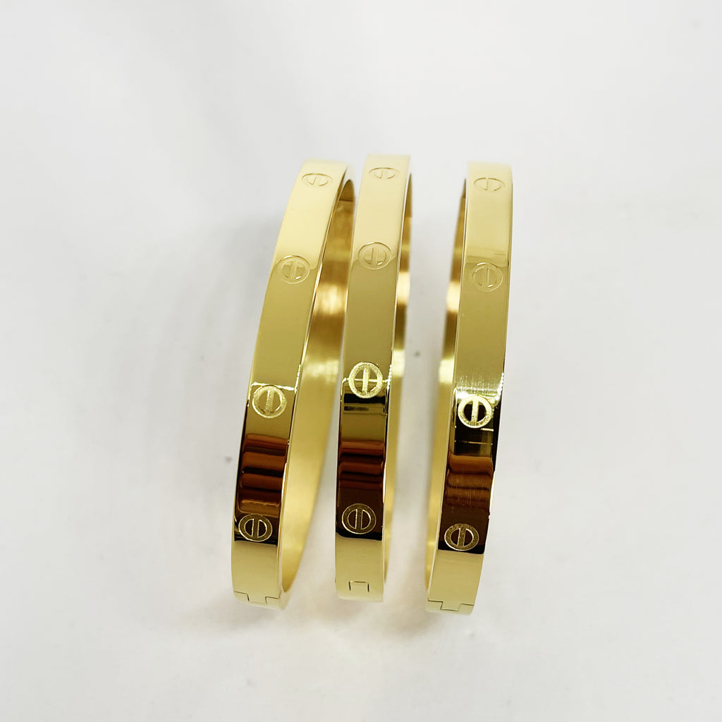 Trio de Bracelets Prestige Épais Vis Dorés