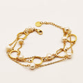 Bracelet Triple Cercles et Perles d'imitation Blanches Luxe