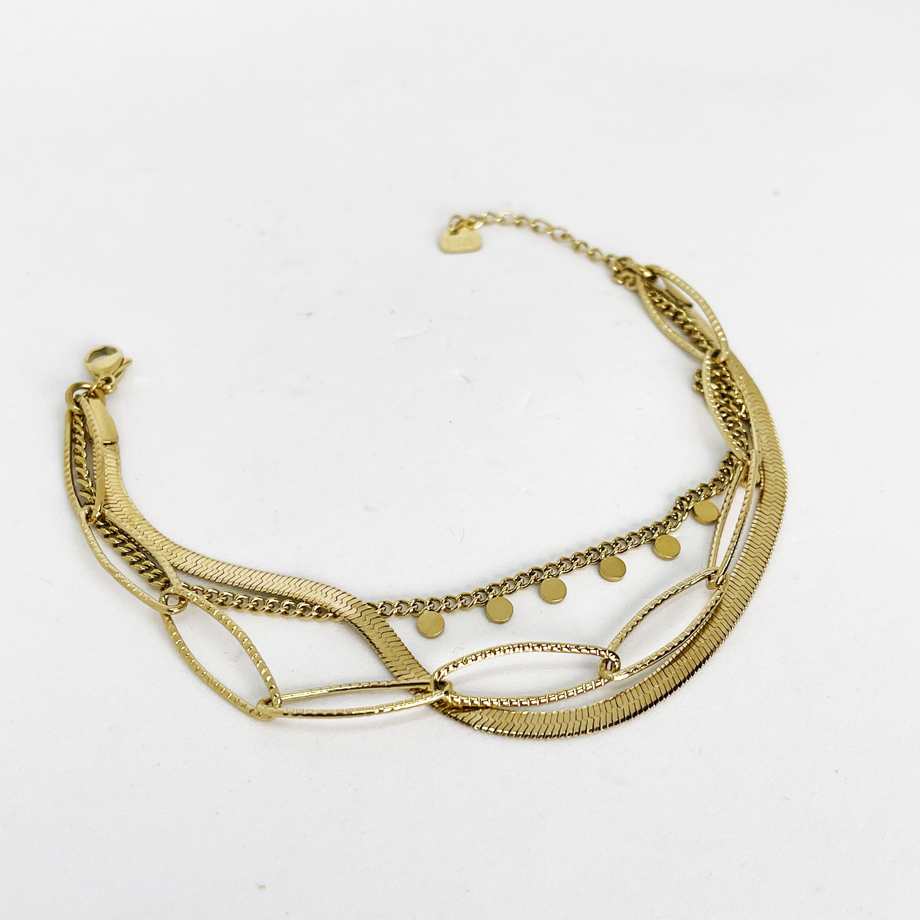 Bracelet Triple Maille / Chaîne Ovale / Cercles