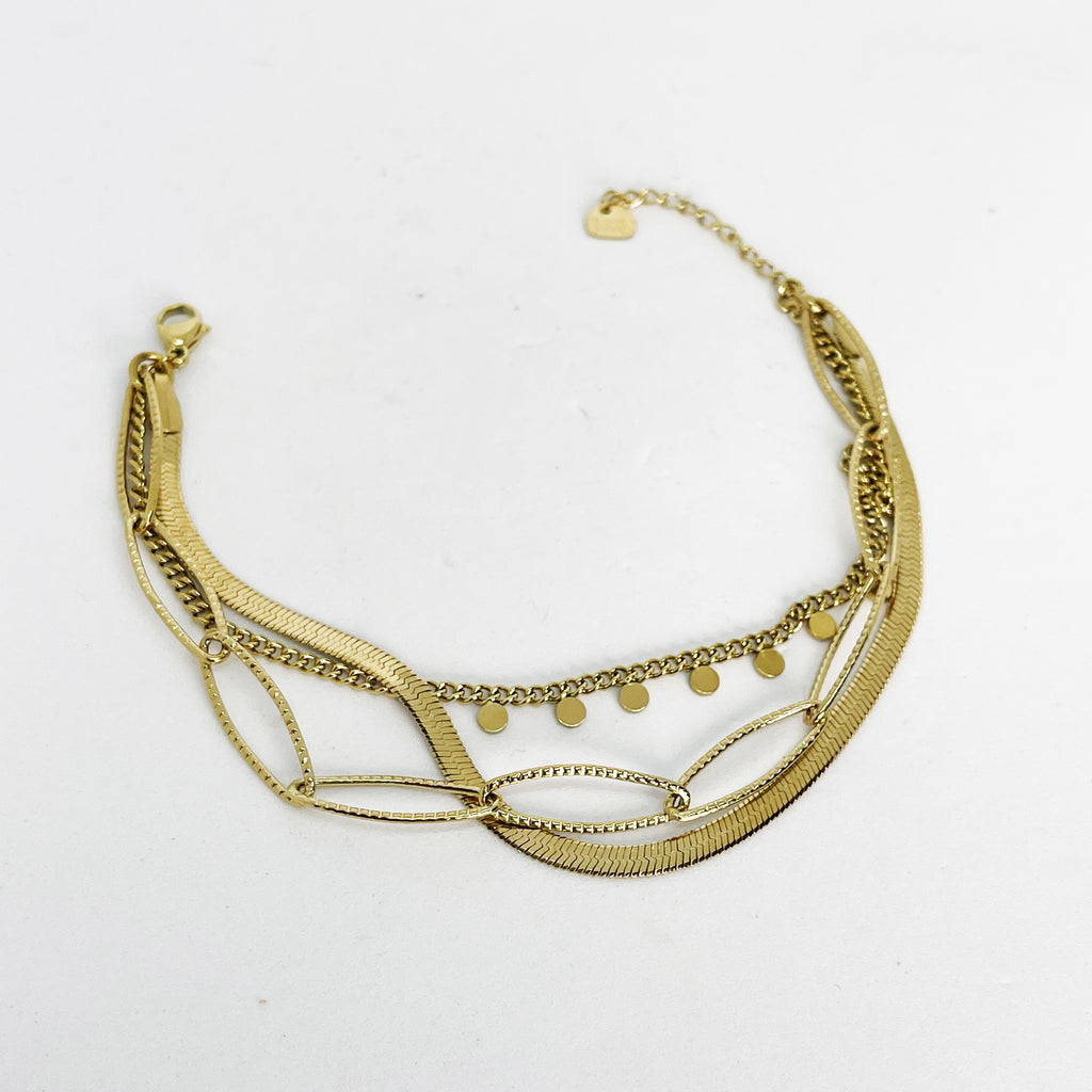 Bracelet Triple Maille / Chaîne Ovale / Cercles
