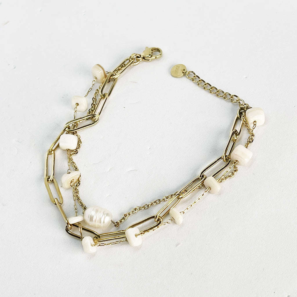 Bracelet Triple Multi Pierres Blanches