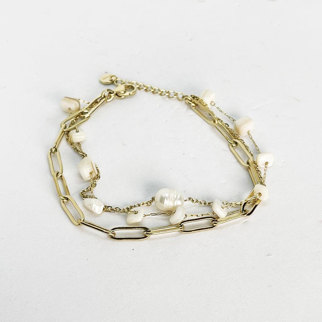 Bracelet Triple Multi Pierres Blanches