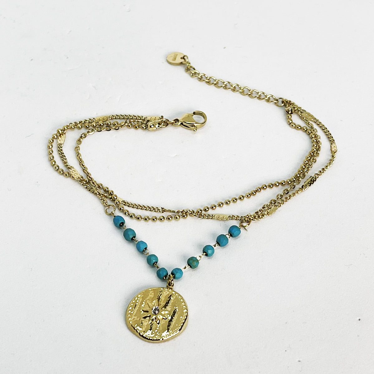 Bracelet Triple Perles Bleues