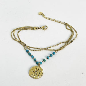 Bracelet Triple Perles Bleues