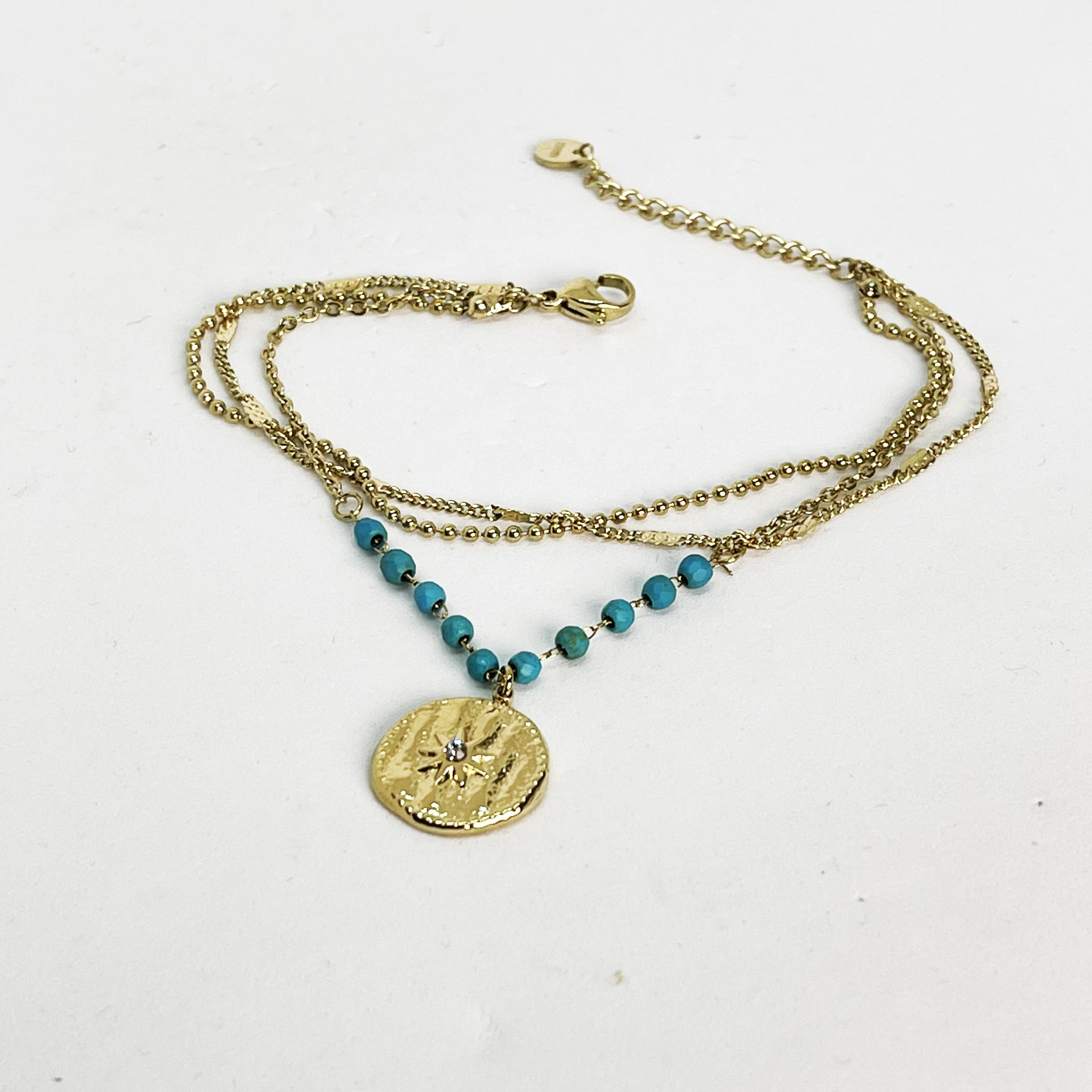 Bracelet Triple Perles Bleues