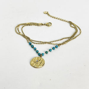 Bracelet Triple Perles Bleues