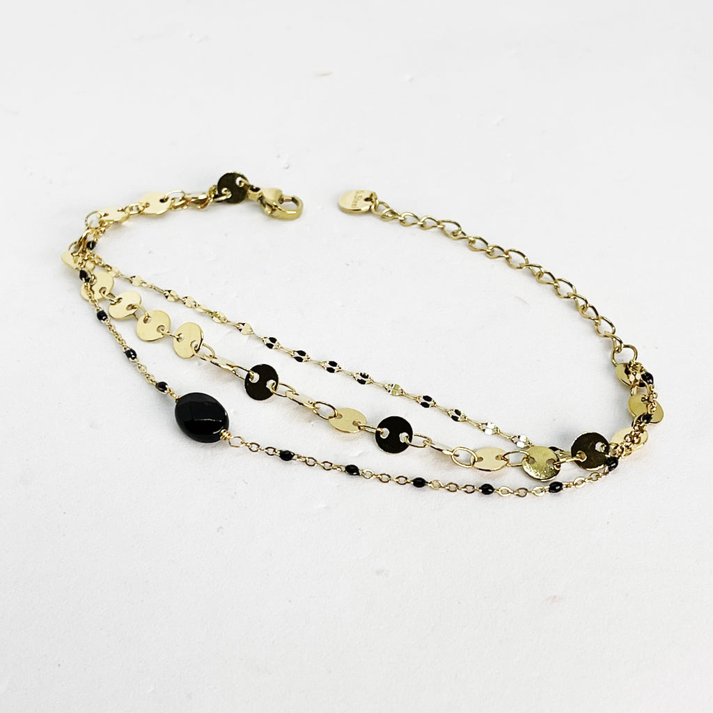 Bracelet Triple Perles Noires