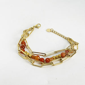 Bracelet Triple Perles Oranges