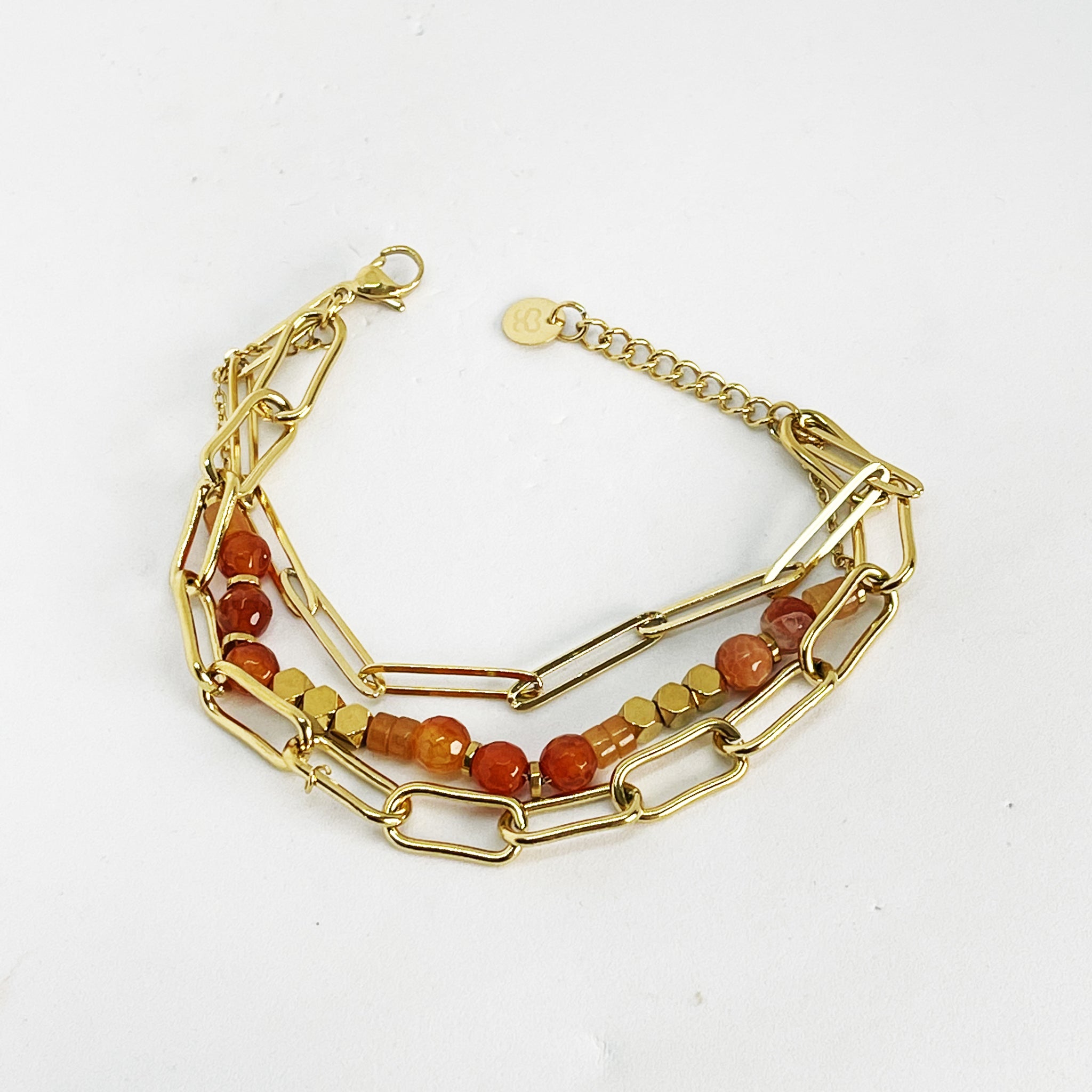 Bracelet Triple Perles Oranges