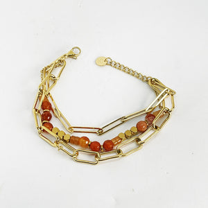 Bracelet Triple Perles Oranges