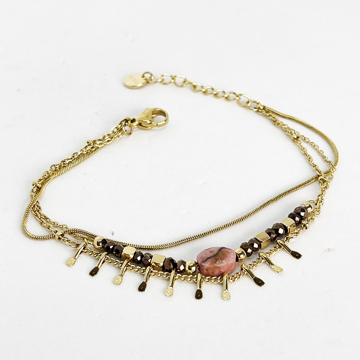 Bracelet Triple Pierre Rose