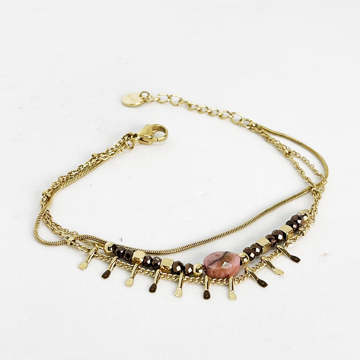 Bracelet Triple Pierre Rose