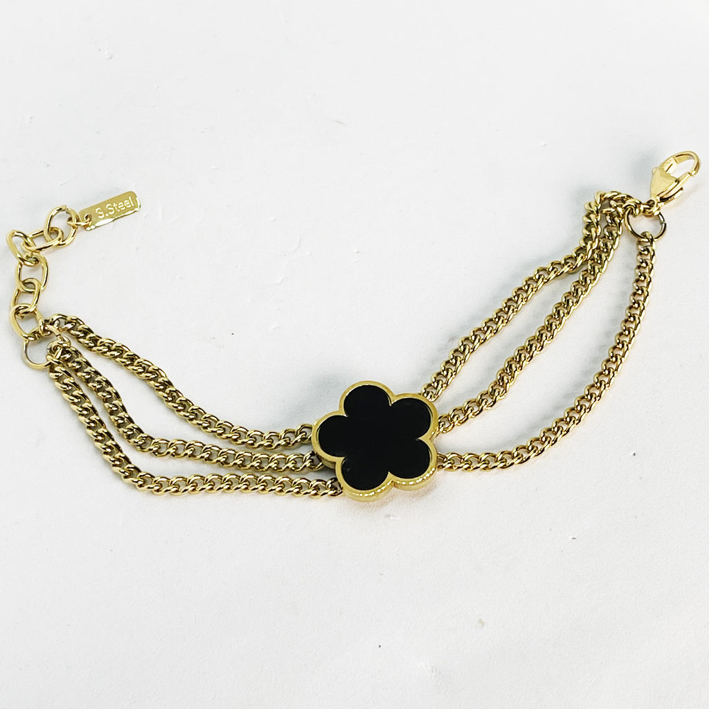 Bracelet Triple Tresses Marguerite Noire