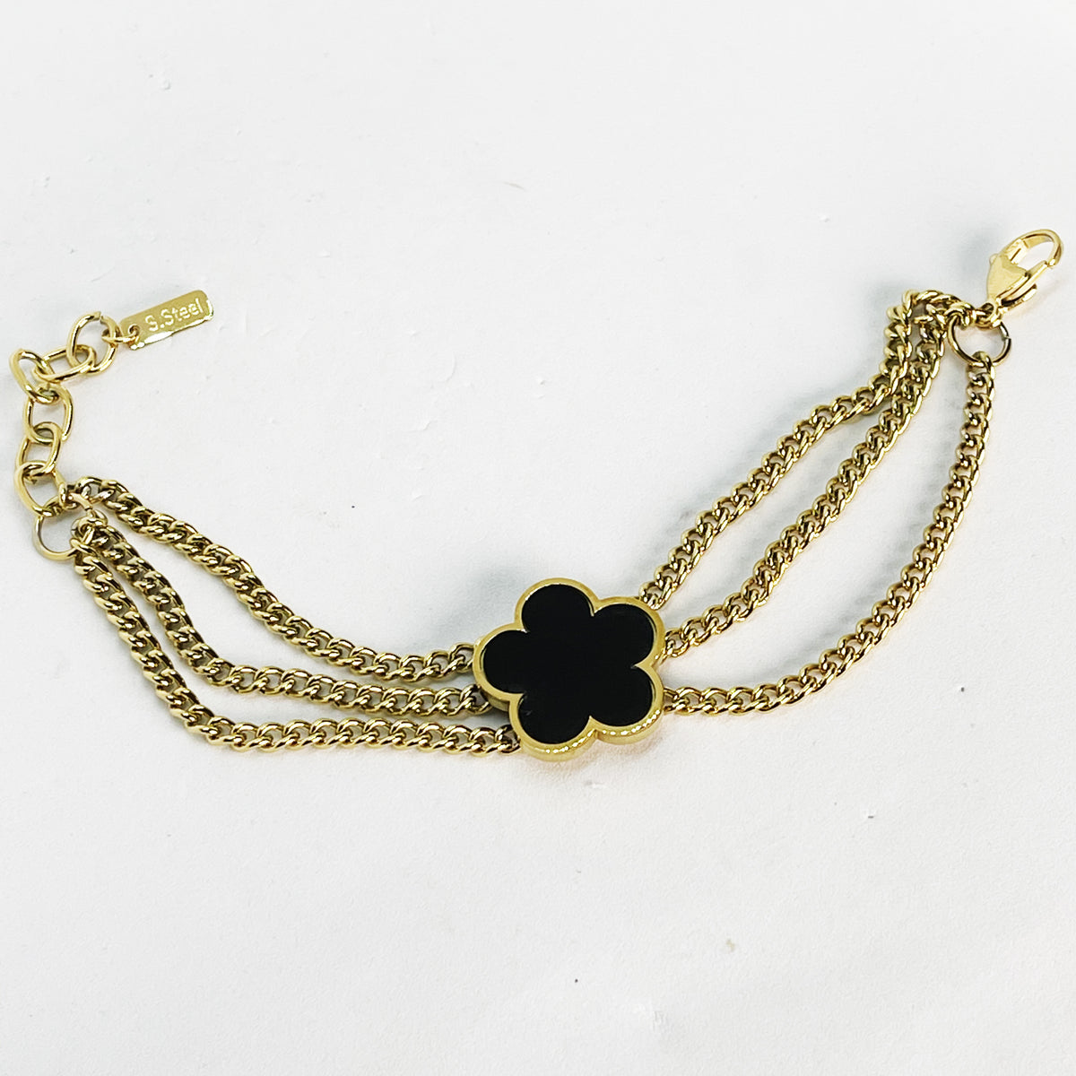 Bracelet Triple Tresses Marguerite Noire