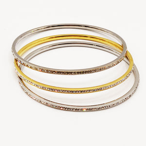 Trio de Bracelets Bicolores Tour Cristaux Luxe