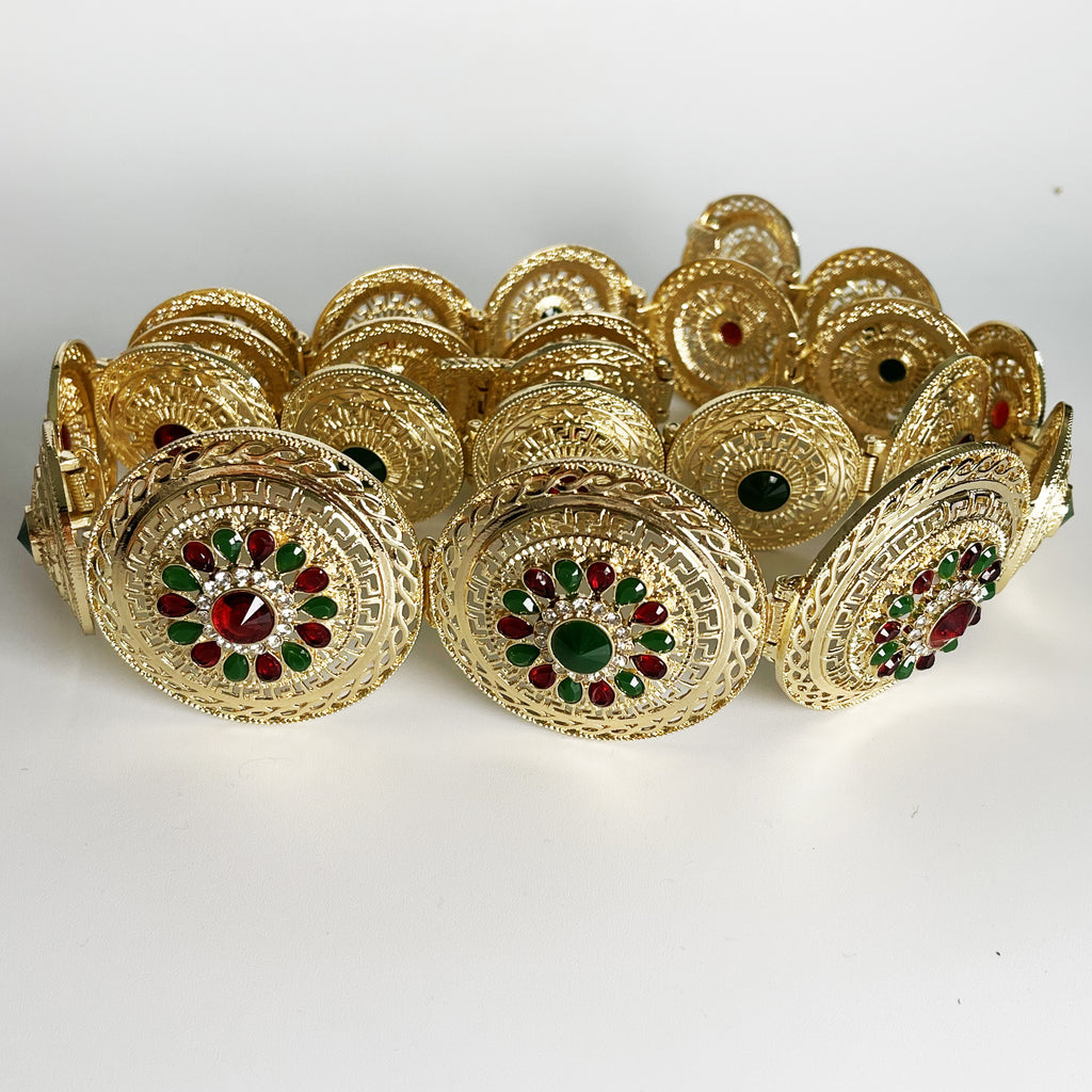 Ceinture 1233 Pierres Vertes et Rouges