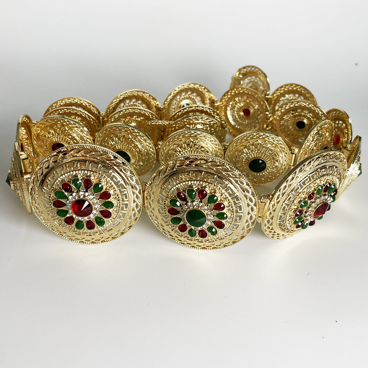 Ceinture 1233 Pierres Vertes et Rouges