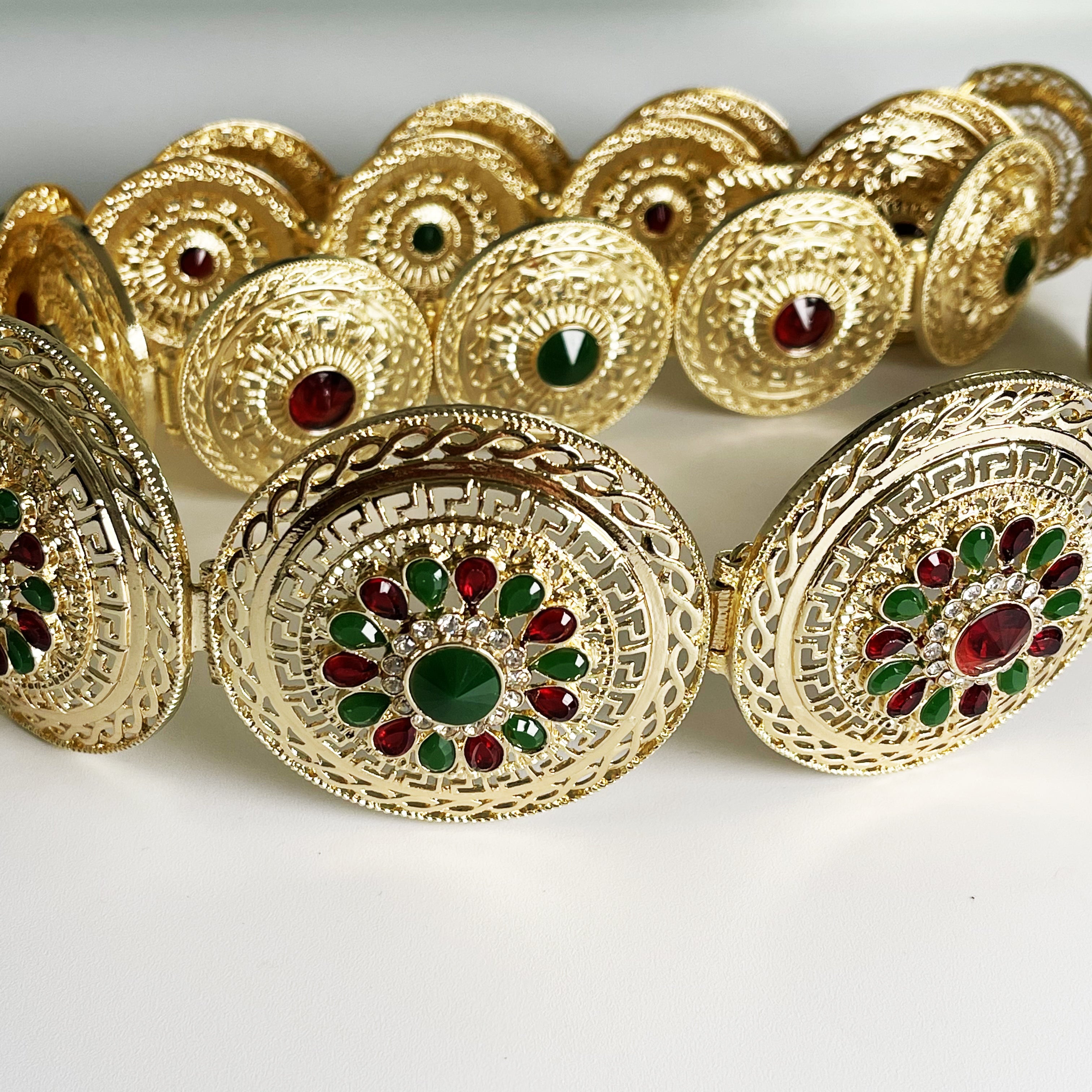 Ceinture 1233 Pierres Vertes et Rouges