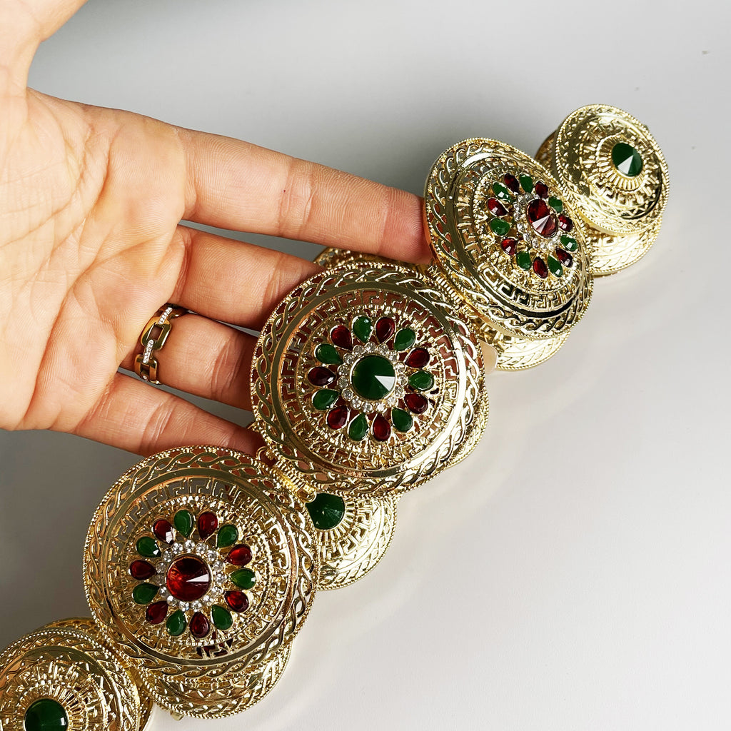 Ceinture 1233 Pierres Vertes et Rouges