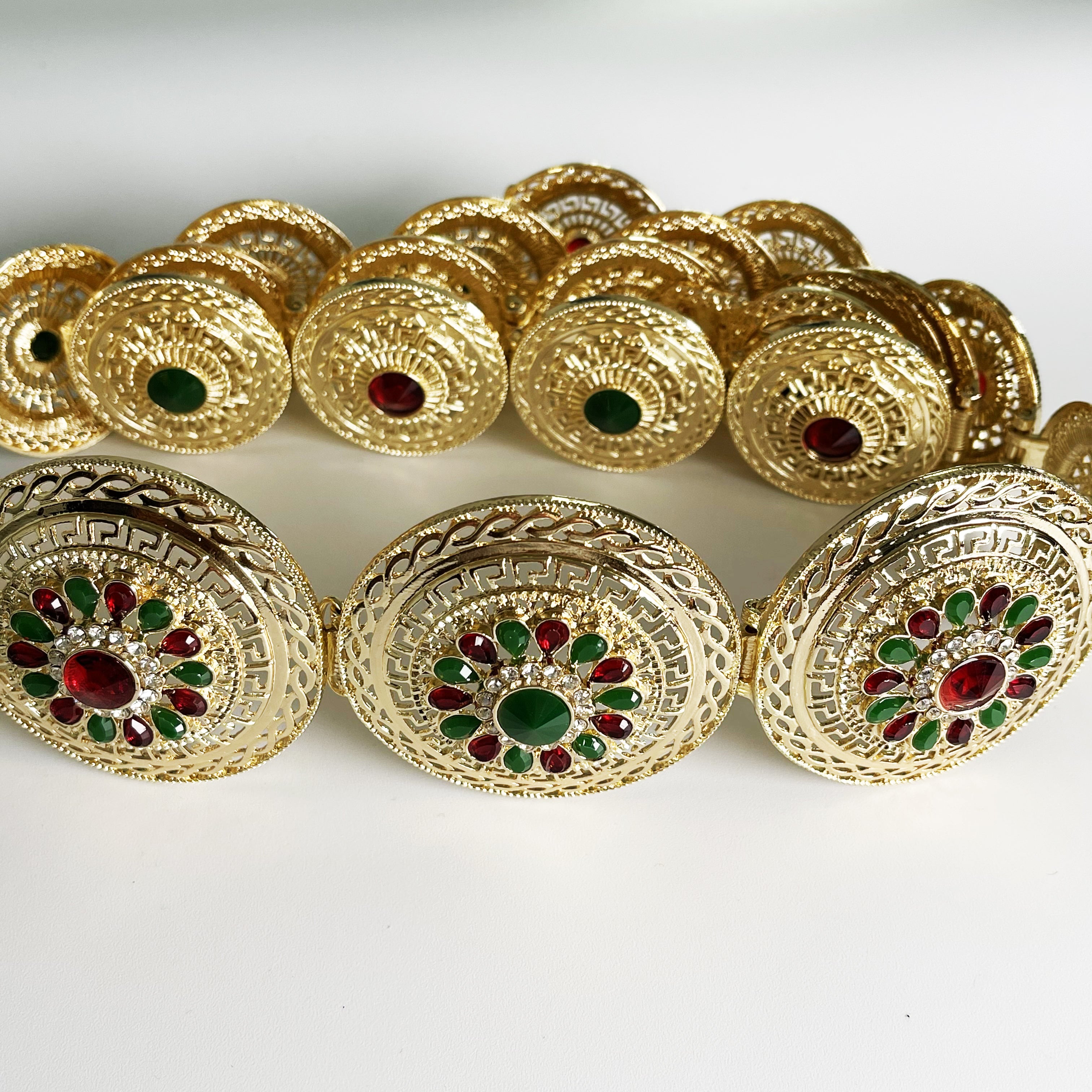 Ceinture 1233 Pierres Vertes et Rouges