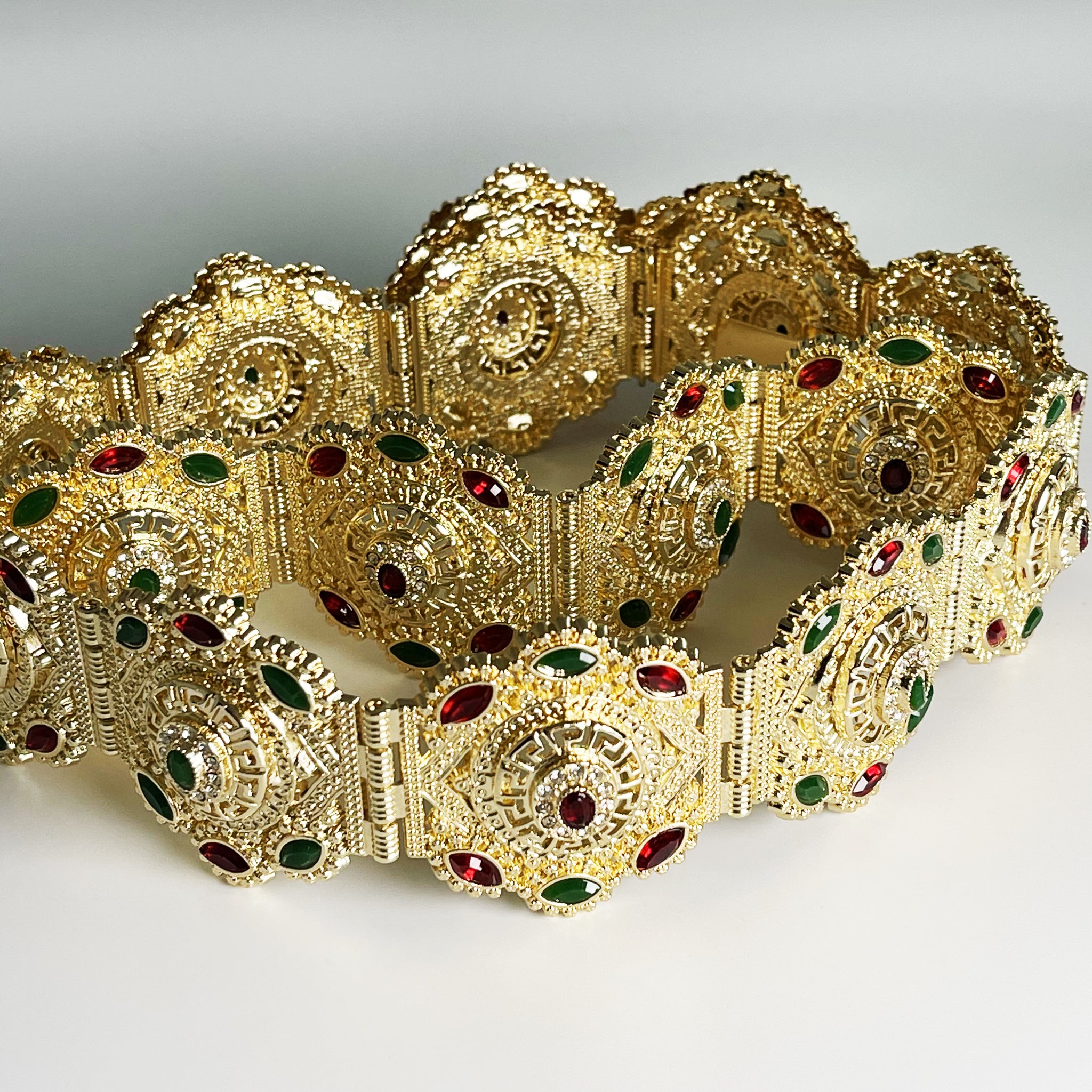 Ceinture 1410 Pierres Vertes et Rouges