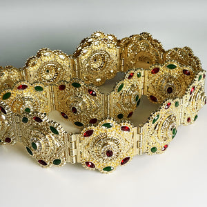 Ceinture 1410 Pierres Vertes et Rouges