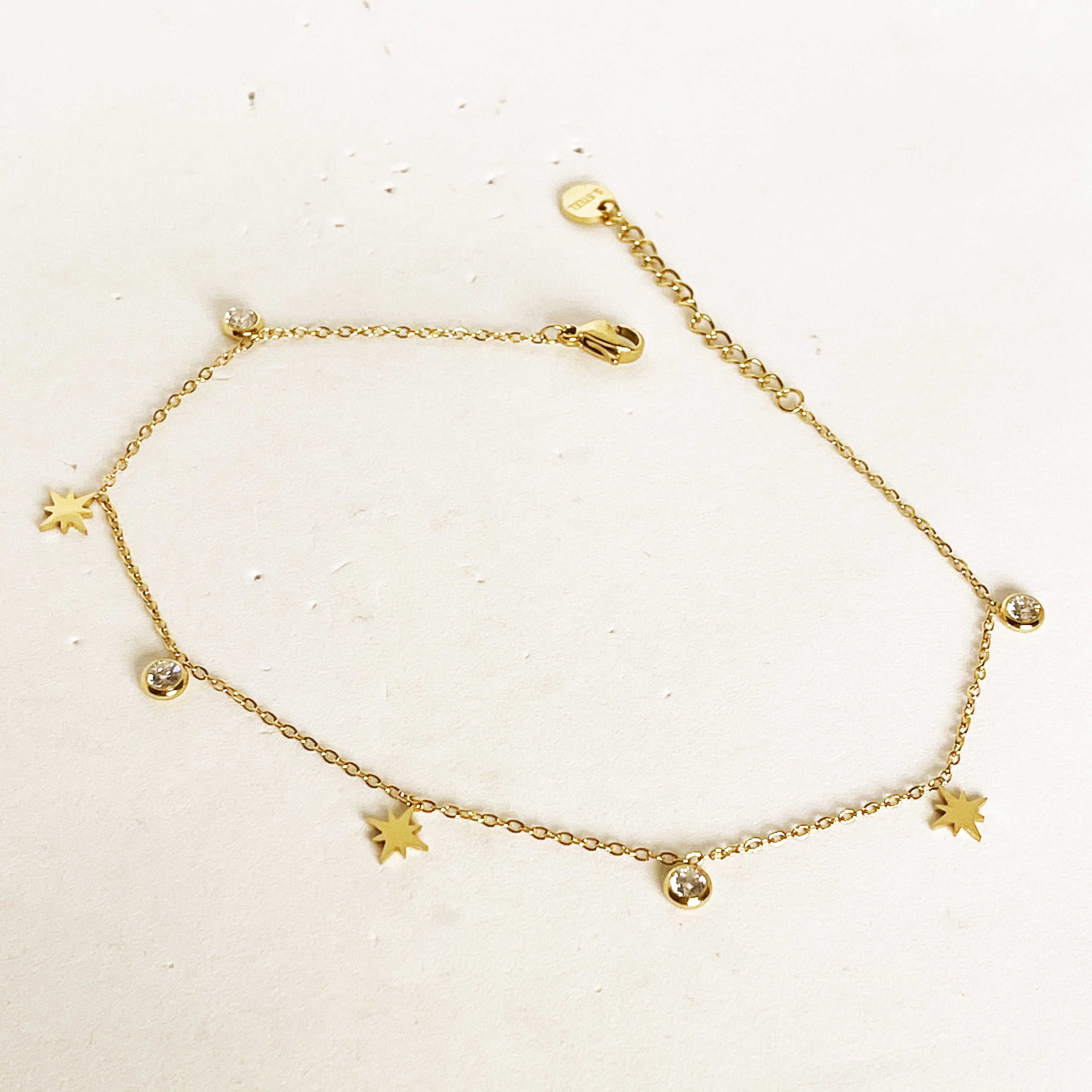 Chaîne de Cheville Multi Étoiles Cristaux