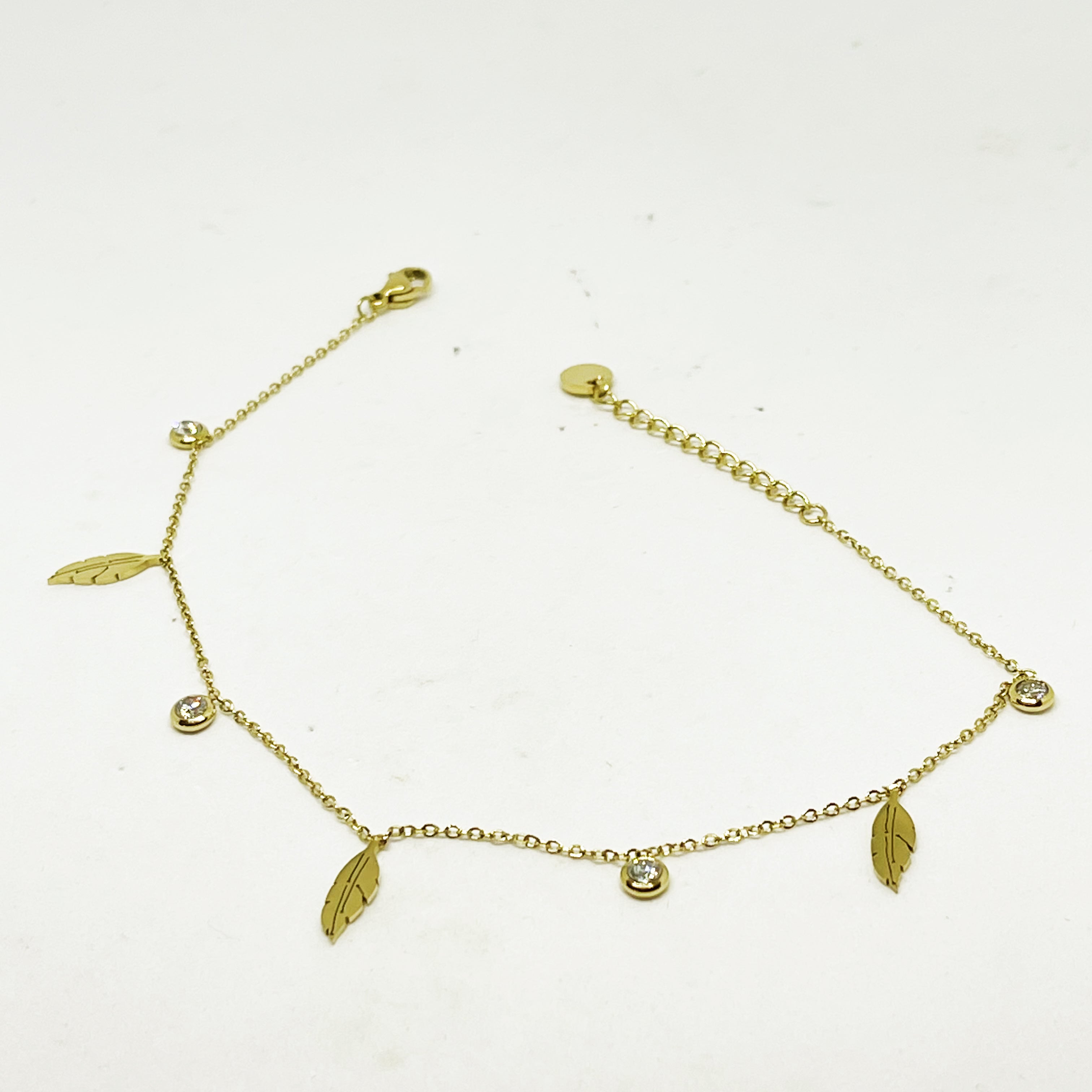 Chaîne de Cheville Multi Feuilles Cristaux