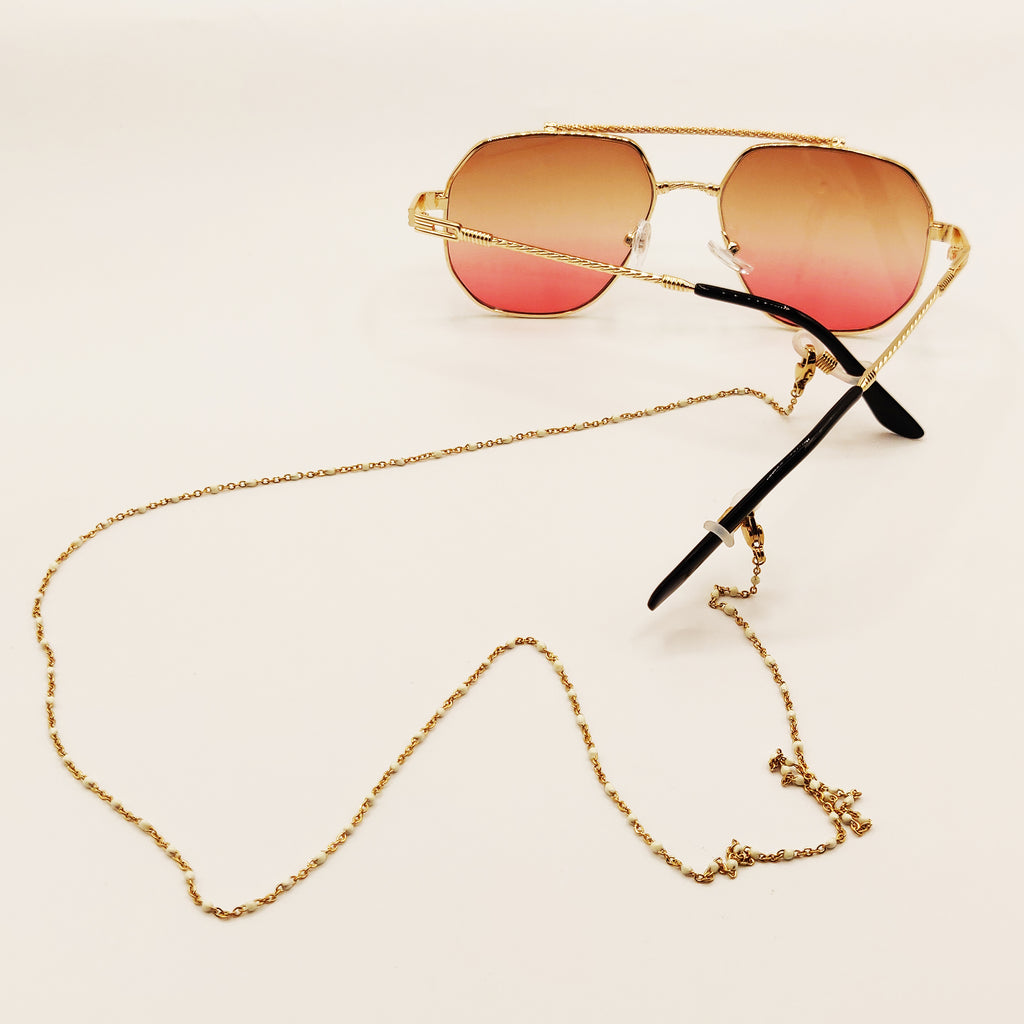 Chaîne de Lunettes Perles Blanches