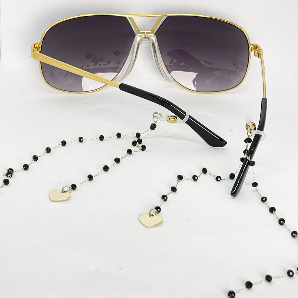 Chaîne de Lunettes Perles Noires